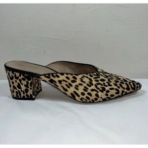 Halogen‎ Womens 6.5M Tori Leopard Print Calf Hair Chunky Block Heel Mule Pointed